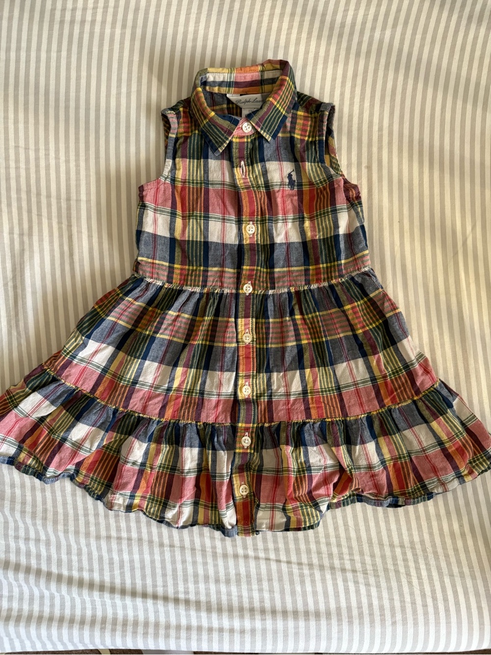 Ralph Lauren Plaid Sleeveless Tiered Dress 12M